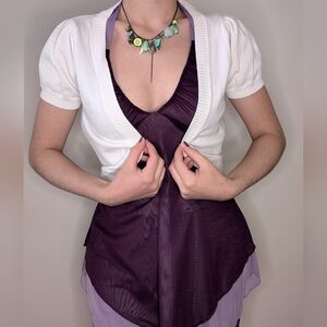 White Puff Sleeve Knit Bolero